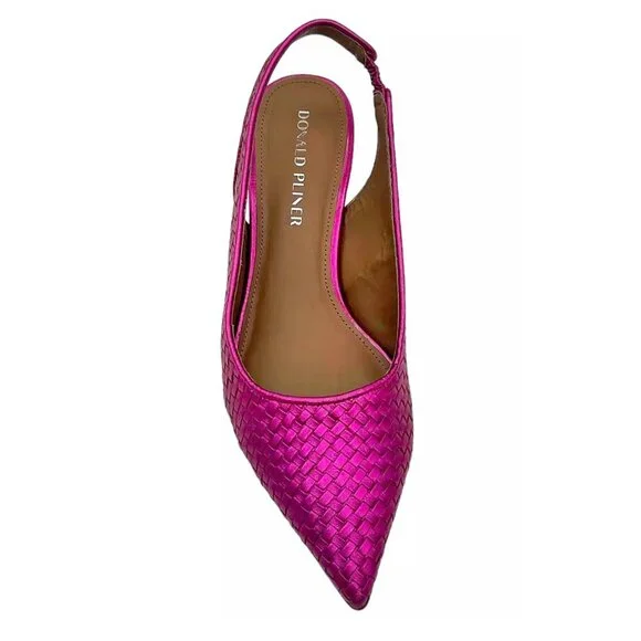 NEW Donald Pliner Olympia Sling Back Kitten Heel Pumps in Fuchsia Sz. 6 - Picture 3 of 11